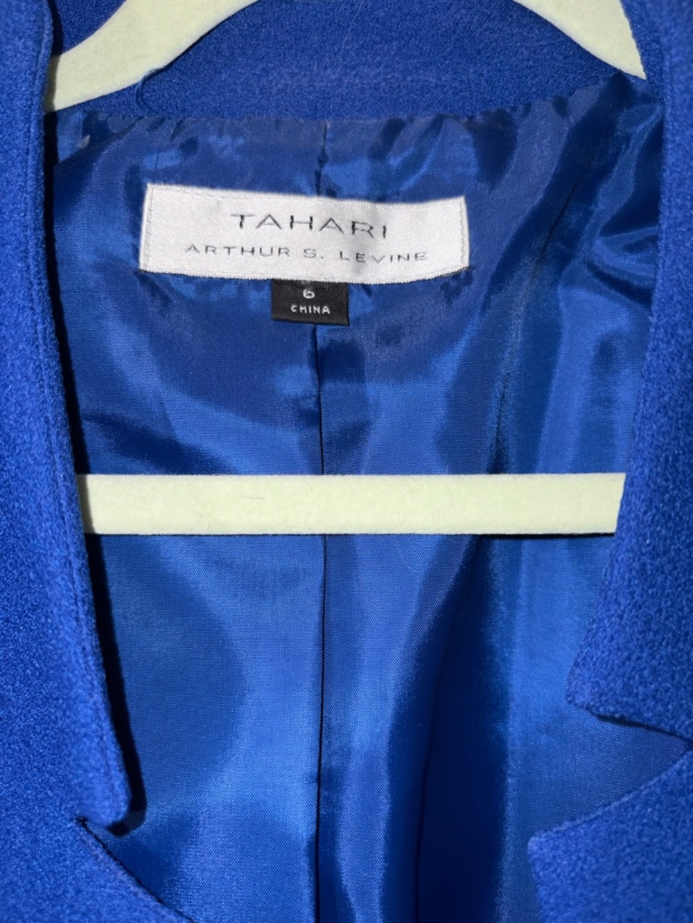 Tahari Arthur S. Levine Cobalt Blue Collarless Zip-Pocket Blazer - Picture 2 of 6